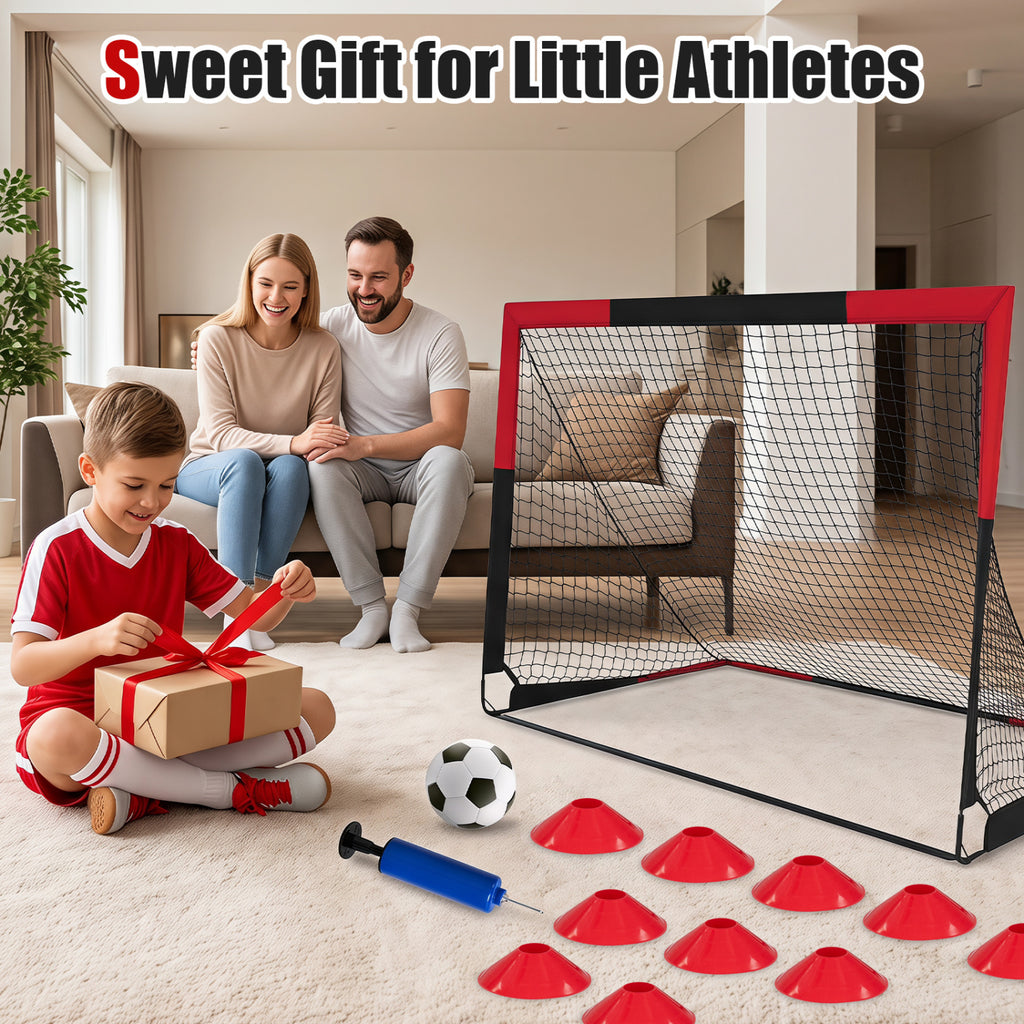 2-Pack 6 x 4 FT Portable Soccer Goals Set with Oxford Target and Cones - Kids Outdoor Indoor Play