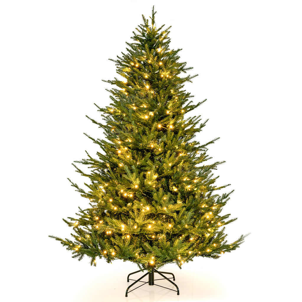 6/7 Feet Pre-lit Christmas Tree with 280 Warm White LED Lights & 8 Lighting Modes