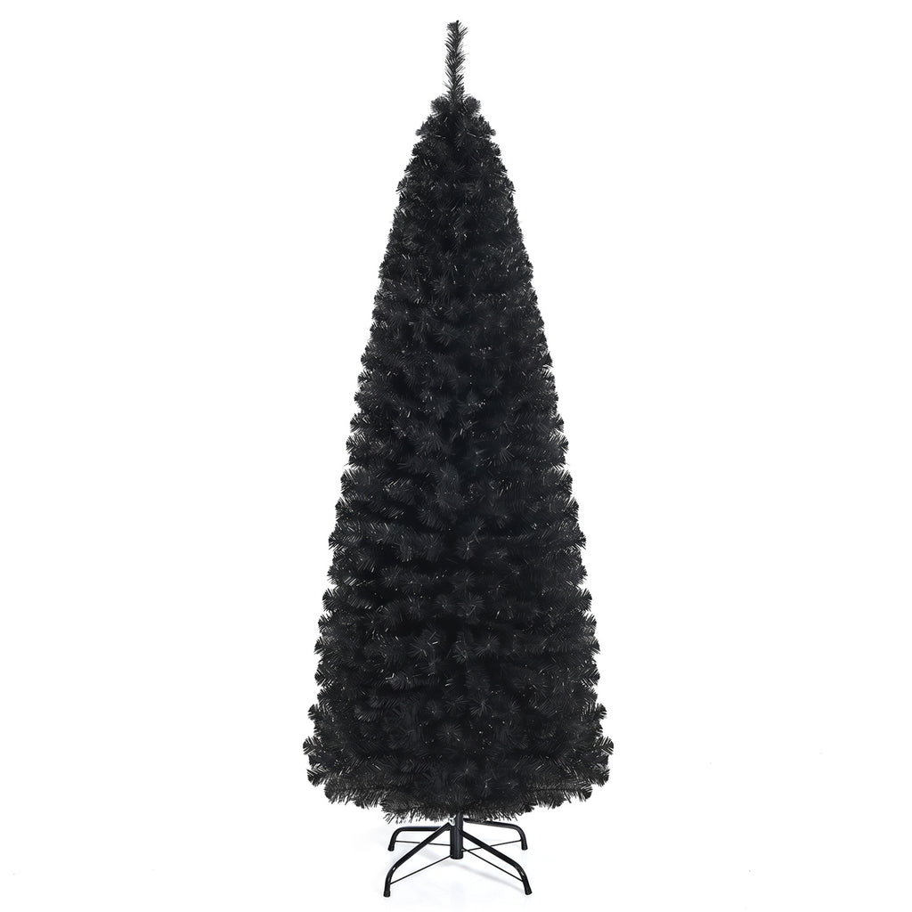 Blue Unlit Artificial Christmas Pencil Tree with Metal Stand - 6 Feet