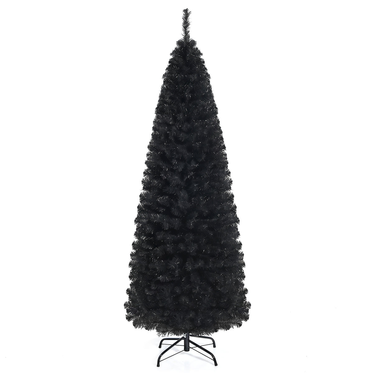 Blue Unlit Artificial Christmas Pencil Tree with Metal Stand - 6 Feet