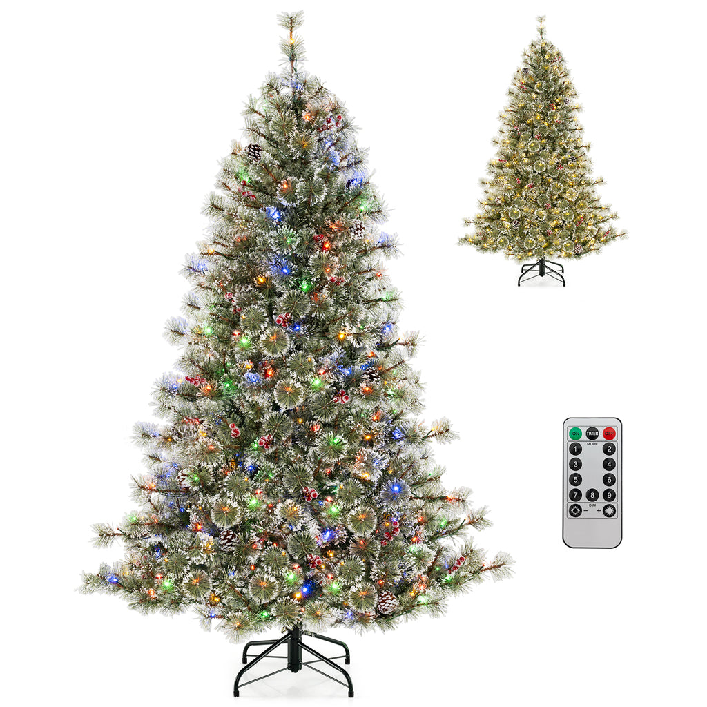 6 Ft Artificial Christmas Tree Pre-Lit Hinged Holiday Tree with Quick Power Connector