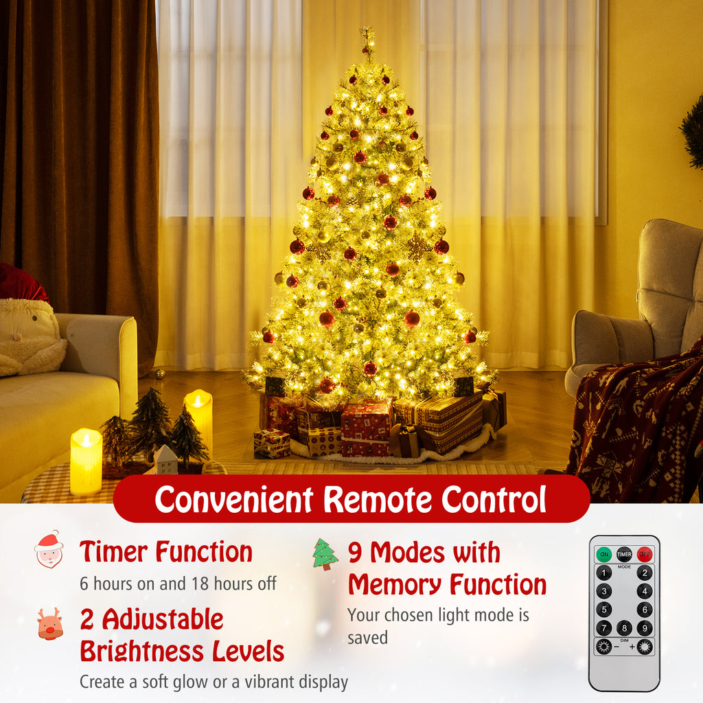 6 Ft Artificial Christmas Tree Pre-Lit Hinged Holiday Tree with Quick Power Connector