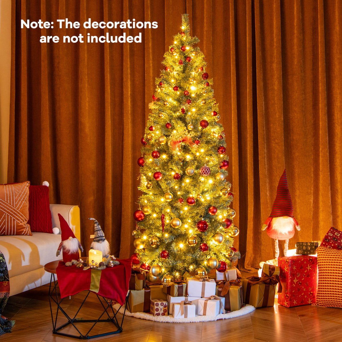 4.5 ft Pre-Lit Blue Artificial Christmas Tree Slim with 9 Lighting Modes