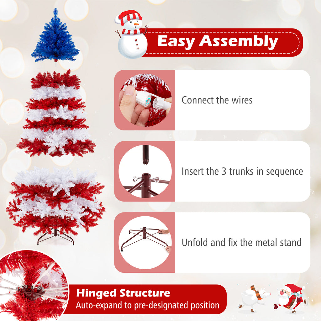 7.5Ft Artificial Christmas Tree with Warm White LED Lights - Full & Flame-Retardant