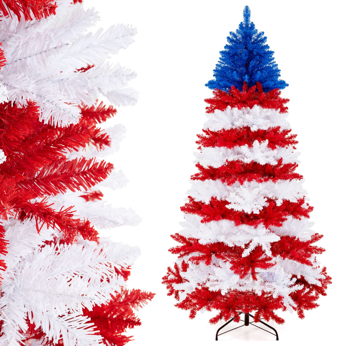 7.5Ft Artificial Christmas Tree with Warm White LED Lights - Full & Flame-Retardant