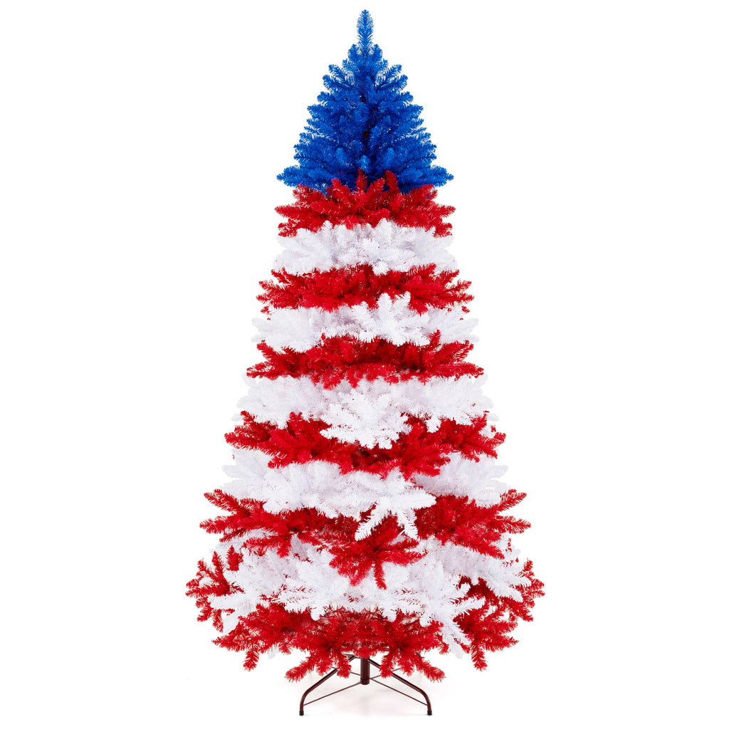 7.5Ft Artificial Christmas Tree with Warm White LED Lights - Full & Flame-Retardant
