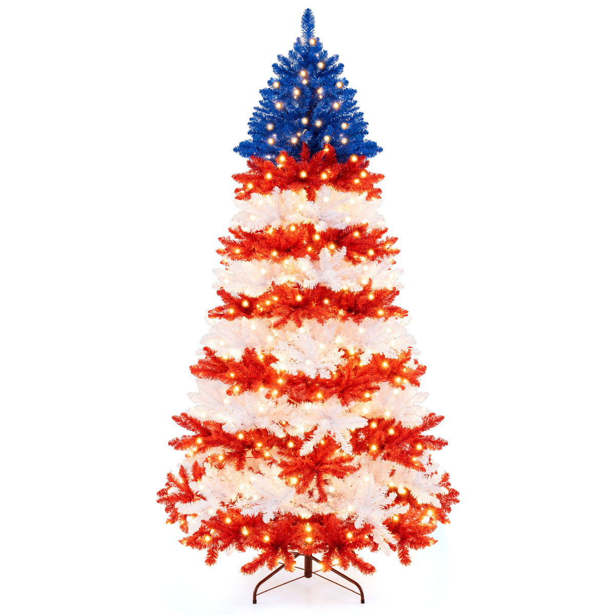 7.5Ft Artificial Christmas Tree with Warm White LED Lights - Full & Flame-Retardant