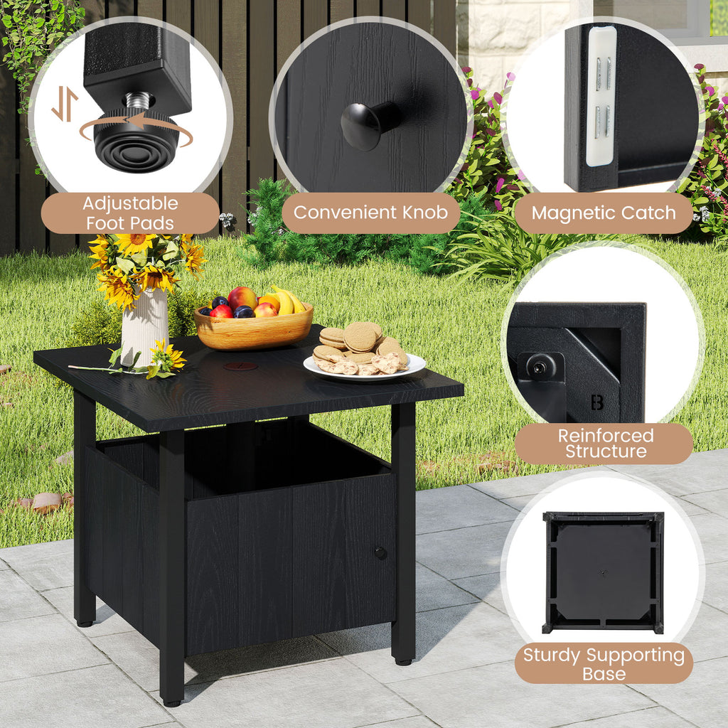 Outdoor Side Table with Umbrella Hole - Style 5, Black