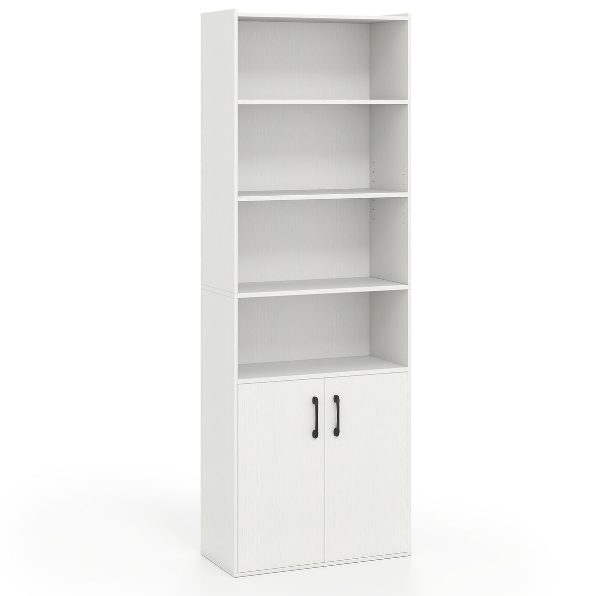 70 Inch Bookcase 6-Tier with Adjustable Shelves and 2-Door Cabinet