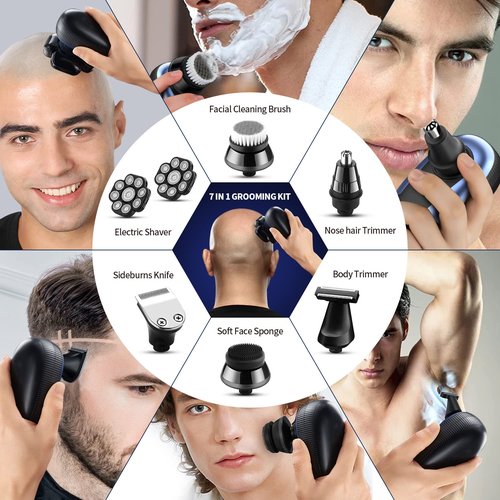 Roziahome Head Shavers for Bald Men 9D Electric Rotary Shaver Multifunctional Mens Bald Head Shaver Cordless Electric Razor for Men Wet & Dry Beard Clippers Rechargeable Shavers for Balding Man