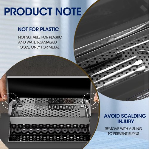 LXIANGN High Temperature Cleaning Box 300W 1.5L with Timer Dry Heat Sterilization Cabinet Equipment with Stainless Tray For Nail Tool Spa Pedicure Hairdressing Metal Tools with Handle (Black)