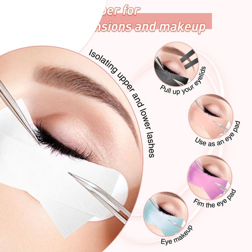 Lash Tape for Eyelash Extensions - Silicone Gel Eyelash Tape for Sensitive Skin Pain Free Removal Breathable Micro Eyelash Extension Supplies Colorful（1in x 4yd，Black/White/Pink/Purple/Blue）