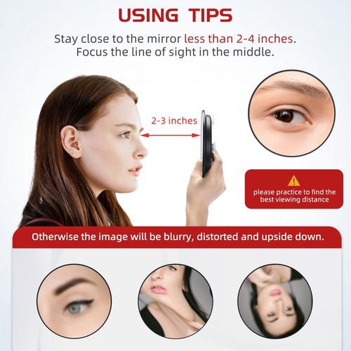 JJhxr 10X Makeup Magnifying Mirror, Round 6inch Travel Magnified Mirror with 3 Suction Cups Mounting, 10X Handheld Travel Magnification and Tweezers Kit, Use for Blackhead/Blemish Removal