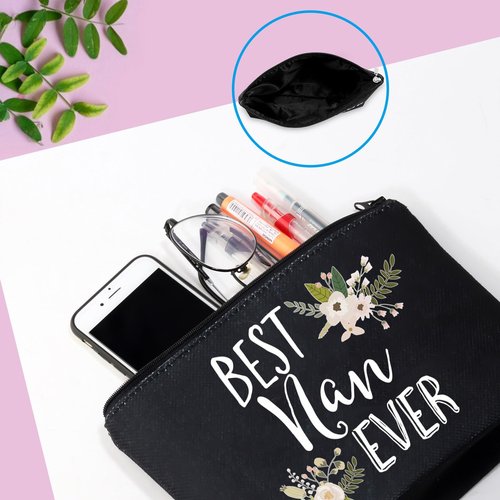 GJTIM Nan Gift for Grandma Makeup Bag Mother's Day Gifts Grandmother Birthday Gifts Best Nan Ever Cosmetic Bag Travel bag (Best Nan Ever Black)