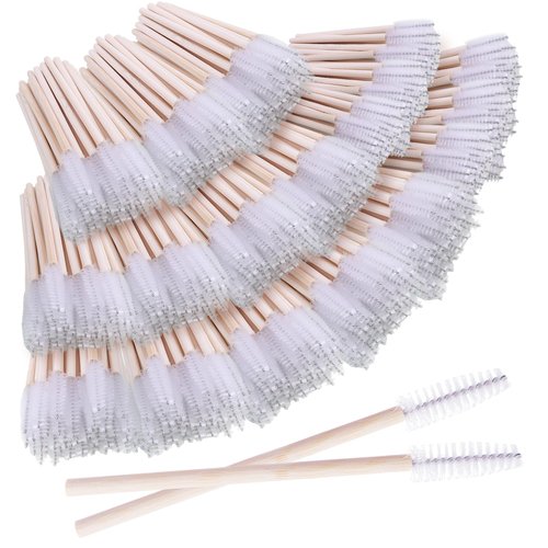 500PCS Disposable Eyelash Brushes - Upgraded Mascara Wands & Makeup Applicators Kit for Eyelash Extensions Makeup and Eyebrow Grooming(White)