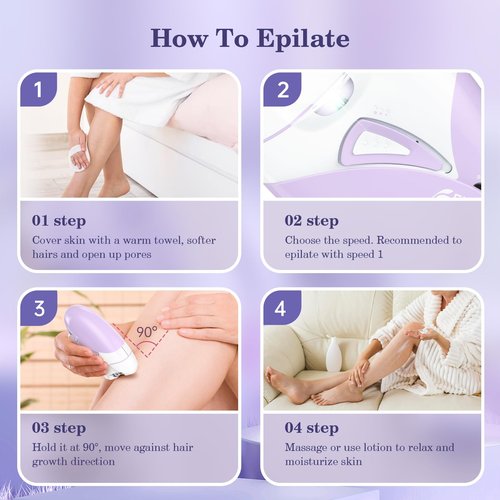 Epilators, 2-Speed Painless Smooth Glide Epilator for Women, Cordless Rechargeable Facial Hair Removal Epilator, Hair Removal Device for Women's Face Legs Bikini Area Arms Legs