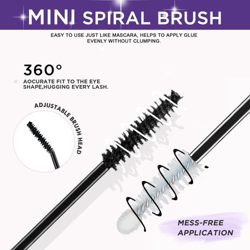 GAQQI Lash Cluster Glue, Lash Bond and Seal Waterproof, Bond & Seal Eyelash Glue for Clusters, Eyelash Adhesive Black Long-Lasting 72H, Latex-Free（5ml+5ml）