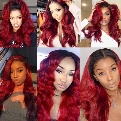 Red Body Wave Bundles Ombre Human Hair Bundle Tow Tone Black To Red Bundles 100% Unprocessed Virgin Hair Extensions 10 12 14 Inch