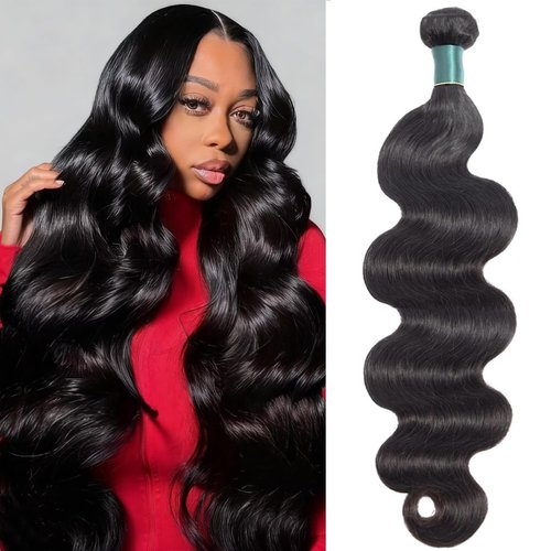 Superfect Brazilian Human Hair Bundles Body Wave 24 Inch 1 Bundle Human Hair Weave 12A 100% Unprocessed Virgin Hair Extensions Single Bundle Natural Black Color (Body Wave 1 Bundle, 24)