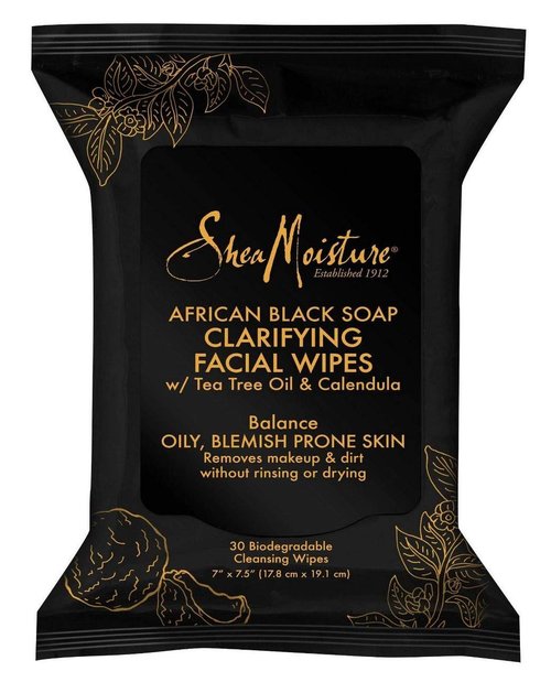 SHEA MOISTURE African Black Soap Facial Wipes 30 Count (3 Pieces)