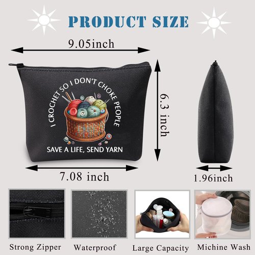 BDPWSS Crochet Gift For Crochet Lover Gift I Crochet So I Don't Choke People Save A Life Send Yarn Makeup Bag Knitting Gift (Crochet So Yarn BL)