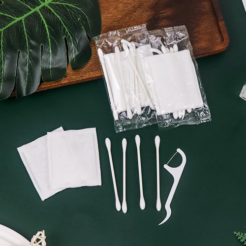 200 Pack Hotel Vanity Kit Individually Wrapped, Bulk Hotel Amenities Kit, Hospitality Set, Amenities Hotel Vanity Set Hygiene Products Include Cotton Pads, Cotton Swabs, Dental Floss Picks
