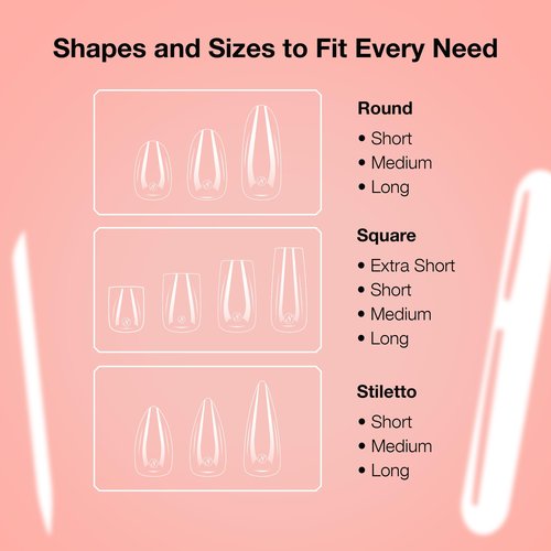 Cre8tion Soft Gel Nail Tips, Short Round Shape, 602 Tips in 14 Sizes (00-9) for Professional Nail Extensions