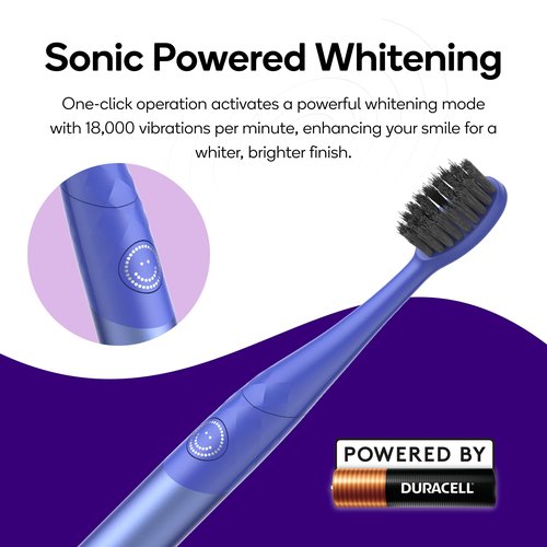 Burst Nova Toothbrush (2 Pack/Pink & Blue) | Sonic Powered Teeth Whitening | Super-Soft Bristles | 18000 VPM | 2 Minute Timer | Aluminum Handle | Replaceable Brush Head | Compact Size | AAA Battery
