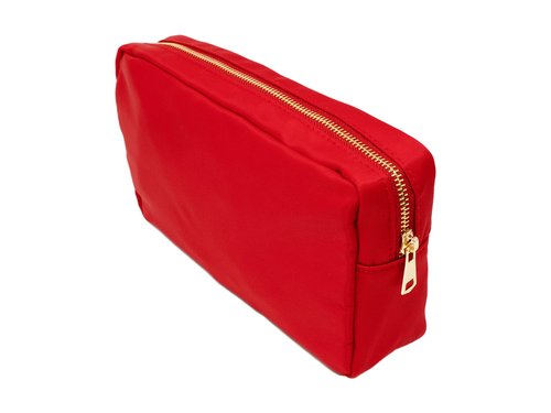 La Sorella Red Nylon Chenille Makeup Bag, Customizable Pouch Bag, Water-resistent travel bag (Red)