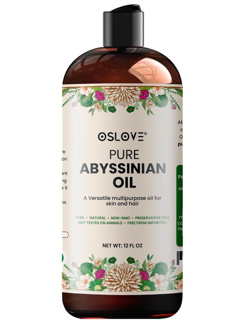 Oslove Organics 100% Pure Abyssinian oil 12 oz Use for Hair and Skin | Smooth Shiny Hair | Softens and Moisturizes Skin
