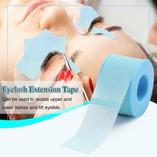 LZM Gel Lash Tape Eyelash Extensions- Eyelash Tape Silicone Gel Eyelash Extension Tape for Sensitive Skin Pain-Free Removal Breathable Lash Extensions Tape (1 Roll-1in × 4yd,Blue)