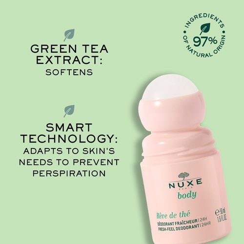 Nuxe Huile Prodigieuse Multi-Purpose Dry Oil (1.6 Fl Oz) & Rêve de Thé Aluminum-Free Deodorant (1.6 Fl Oz) Skincare Duo for Nourished Skin & Long-Lasting Freshness