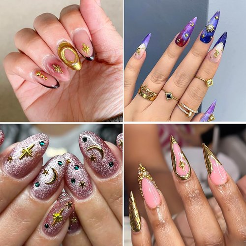 800Pcs Nail Charms - TemBelle Star Nail Charms Bulk Set Nail Art Rhinestones Accessories Supplies