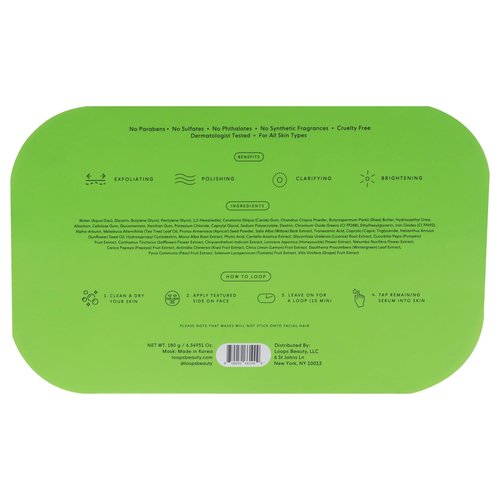 Loops FRESH PEEL - Resurfacing Hydrogel Face Mask - Gently Exfoliate, Polish, Clarify and Brighten for Renewed Skin - 5 Pc
