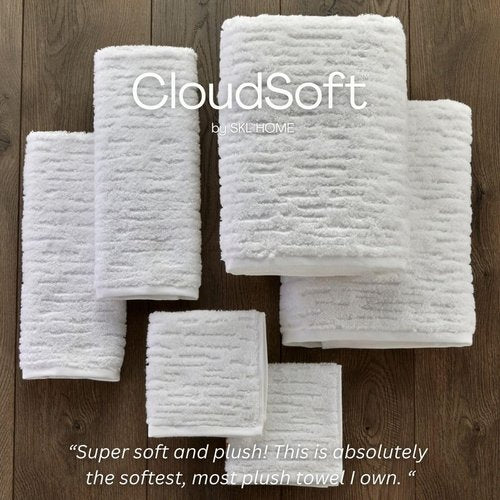 SKL Home CloudSoft Cotton Luxury 4-Piece Washcloth Set, White