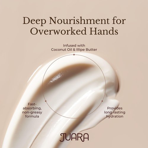 Juara Hand & Nail Balm - Anti Aging Hand Cream for Dry Cracked Hands - Cuticle Treatment with Coconut Oil & Shea Butter - Moisturizing Hand Cream for Women - Natural Ultra-Rich Hand Balm