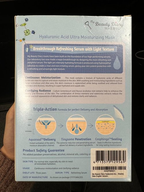 My Beauty Diary Hyaluronic Acid Ultra Moisturizing Facial Face Mask (8 Sheets) - New English Version