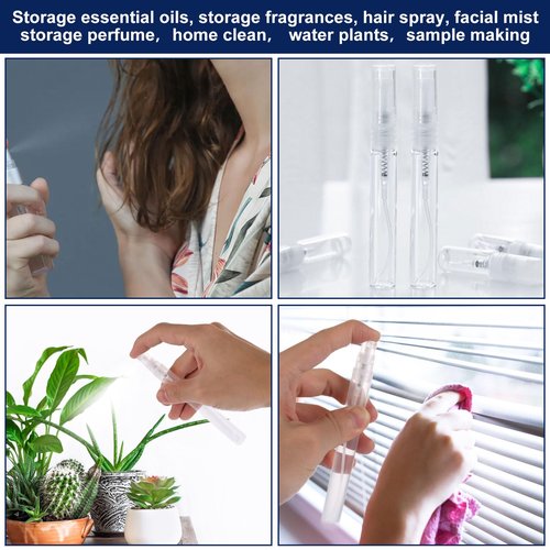 QTLCOHD 120 Pcs 10 ml Mini Spray Bottle, Perfume Sample Bottles, Empty Plastic Refillable Atomizer Fine Mist Portable Spray Bottle for Travel Perfume Essential Oil