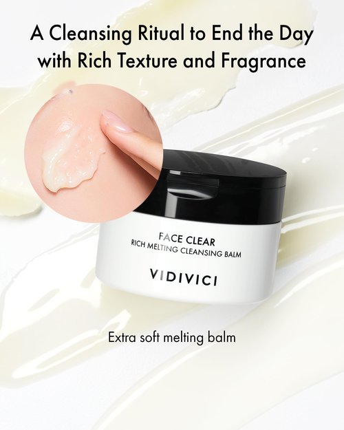 VIDIVICI Face Clear Rich Melting Cleansing Balm - Korean Makeup Remover - Gentle Face Wash, Pore are, Sebum & Blackhead Care - Balm to Oil Formula, 3.38oz.