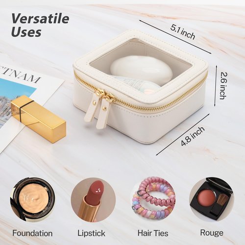 Aveniee Clear Makeup Bag Small, Mini Travel Toiletry Bag Cosmetic Bags Organizer, TSA Approved Clear Makeup Case Pouch with Zipper, Car Essentials for Women Men(Mini-White)