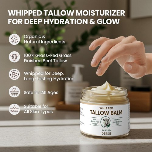 Tallow Sunscreen & Tallow Balm Set: 100% Grass-Fed Beef Tallow Sunscreen Balm with Zinc Oxide + Whipped Tallow Moisturizer – Daily Sun Protection & Deep Hydration for Sensitive Skin, Face & Body
