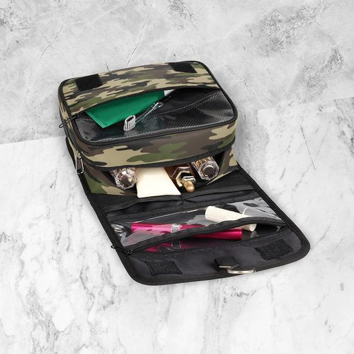 Bardic Green Camouflage Hanging Toiletry Bag Portable Hanging Travel Makeup Bags Waterproof Large Cosmetic Bag Travel Toiletry Kit for Women Girls