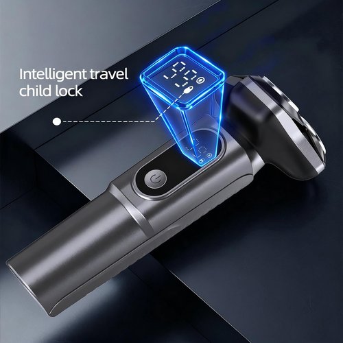 Electric Razor for Men Cordless: Wet/Dry Rotary Shaver Waterproof - USB Fast Charging & Sensitive Skin Care. 3-Blade Rotary Shaving System.LED Display, Travel Lock