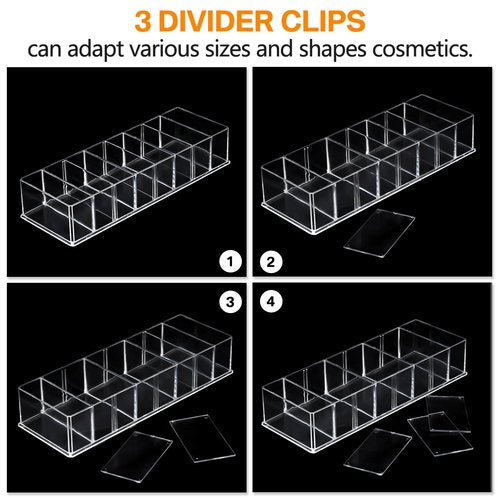 Tuanse 1 Pcs Acrylic Makeup Compact Organizer Detachable 8 Spaces Clear Vanity Drawer Organizer Eyeshadow Palette Storage for Lipstick Highlighter, Skincare Cosmetic Display Cases for Bathroom