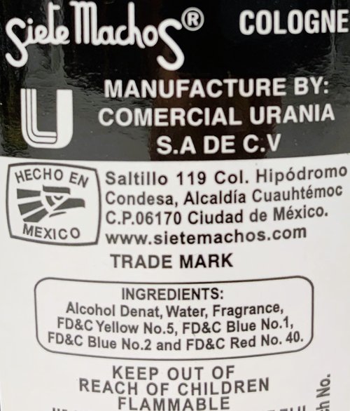 Siete Machos URANIA Original Cologne 33.82 oz. (1000ml) (1 Pack)