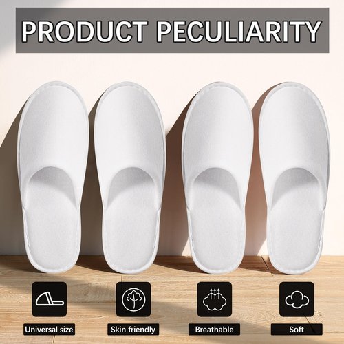 SENJUNSAFE 30Pairs Disposable Slippers For Guests Men's US 10/Women's US 11 Medium Applicable Spa Travel Hotel Slippers Disposable, Individually Wrapped Anti-Slip slippers In Bulk （White）