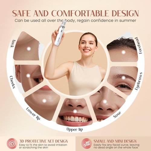 Facial Hair Remover for Women, 2-in-1 Epilator for Women with LED Light USB Rechargeable Portable Electric Epilators Painless Lady Shavers for Face, Lip, Chin, Leg, Arms, Bikini (White)