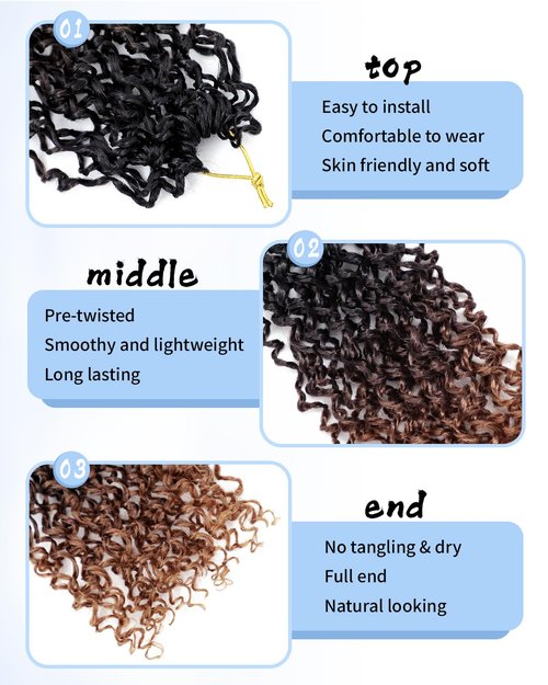 Eerya 8 Inch Yanky Twist Crochet Hair for Women 8 Packs Fluffy Prelooped Senegalese Spring Mini Yankee Yaki Twists Crochet Braids Synthetic Braiding Hair Extensions (8 inch, T1B/4/30)