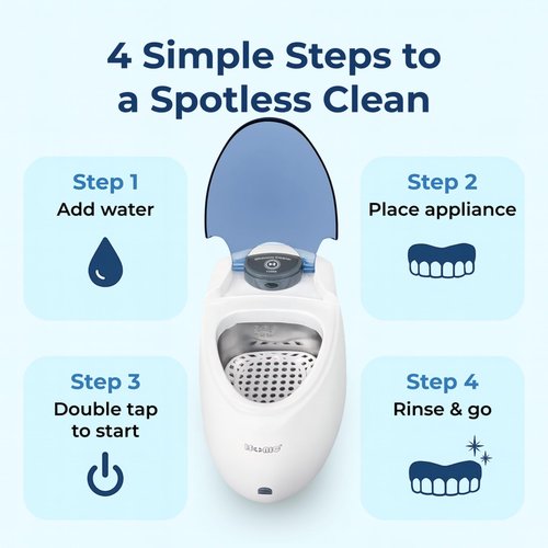 Ultrasonic Denture & Retainer Cleaner – 42 kHz Deep Clean, 200 ml Tank, 5-Min Timer – for Dentures, Aligners, Night Guards, Mouth Guards – Compact Non-Removable Tank Design – iSonic F3900