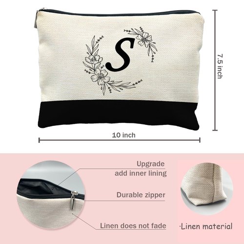 Likjad Bride Bridesmaid Cosmetic bag,personalized makeup bag,Initial Monogram Personalized makeup bag,bridesmaid gifts,personalized gifts,make up bag,monogrammed gifts for women（S）